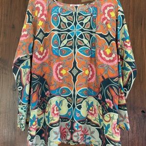 Johnny Was Silk Tunic Size M